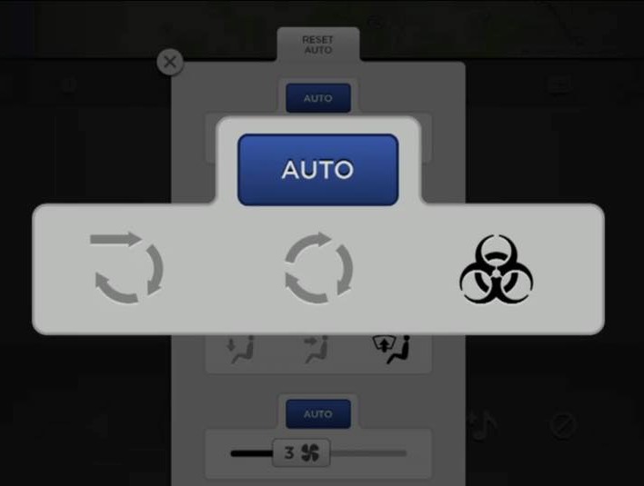 Model X Tesla Menü mit Bioweapon Defence Mode